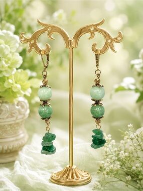 Adventure Quartz Dangle Earrings 18K Gold Plated Ear Wires
